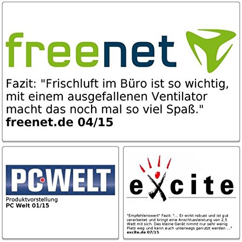 PEARL Mini-USB-Tischventilator, Vollmetall, neigbar um 360°, 2,5 W, Ø 15 cm - 6