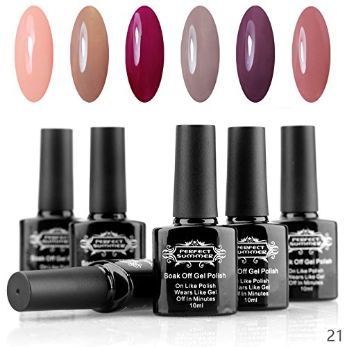 Perfect Summer Shellac 10ml Gel Nagellack Aufloesbarer UV LED Multi Farben 6pcs Kit #21
