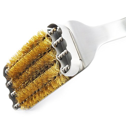 Rösle BBQ Edelstahl Reinigungsbürste | Marken Premium Grill Zubehör mit 4 drehbare Rundbürsten aus robusten Messingborsten 3 in 1 für Holzkohle- und Gasgrill – Hochwertige Grillbürste - 2