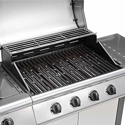 TAINO® Gasgrill BBQ Grillwagen 4 Edelstahl-Brenner 1 Seitenkocher Gas-Grill TÜV Farbe Schwarz oder Silber / Anthrazit (4+1) (Silber + Set) - 3