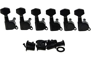 KAISH - 6 chiavi in linea per accordatura per chitarra, colore: nero