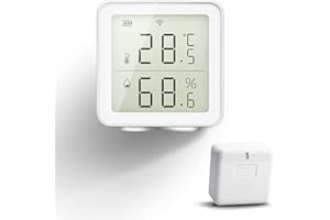NOTSEK HOLIHOKY Termómetro Higrómetro Interior Digital WiFi Compatible con Alexa Smart Life Sensor de humedad inalámbrico Smart Humidity Guage Termómetro WiFi Piscina Casa Bodega de Vino Cigar…