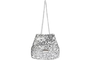 HIOQFR Glitzer Tasche Damen Abendtaschen Pailletten Handtaschen Klein mit Kettentasche Clutch Mini Schultertaschen Elegant Eimertasche Hobo Crossbody Bag Frauen Umhängetasche Casual Handbags