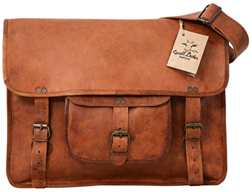 Gusti Leder nature „Alex 17“ Umhängetasche Laptoptasche 17 Zoll Ledertasche Vintage Ledertasche Unitasche Collegetasche Lehrertasche Bürotasche Arbeitstasche Aktentasche Umhängetasche Groß Braun U23n-6 - 6