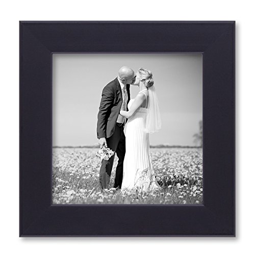 Bilderrahmen 15x15 cm Schwarz Modern Massivholz-Rahmen mit Glasscheibe und Zubehör / Fotorahmen