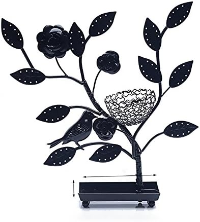 GZXCPC High Quality Decorative Jewelery Stand Jewelery Holder Made Of Iron And Steel, With Many Holes, Storage And Demonstration Of Jewelery, Design Of Leaves Bird And Nest, Black