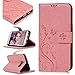Produktbild SMART LEGEND Samsung Galaxy S7 Edge Lederhülle Schmetterling Weinstock Premium Schutzhülle Wallet Case Rosa Muster Design Etui Brieftasche Ledertasche mit Handschlaufe Neu Zubehör im Bookstyle Cover Schale mit Ständer Standfunktion Etui Karten Slot und Magnetverschluss Flip Case