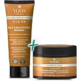 YOON 2'li Vegan Tuzsuz Şampuan &amp; Sa&ccedil; Bakım Maskesi 250ml, Hyaluronik Asit, Keratin, Kolajen ve Biotin İ&ccedil;erikli Besleyici, Ona