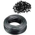 TRUSTFARM 4mm feeder line pipe connector Drip Irrigation Kit Accessories 4mm Pin Connectors (120 Pieces) 4mm Feeder Line Pipe, 30 m (Black) for Watering Home Garden Plants.