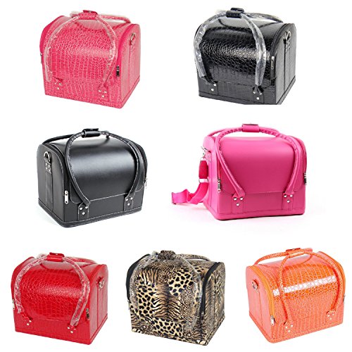 7 Colours PU Leather Beauty Case Cosmetic Makeup Box Vanity Therapist Nail Art (Leopard)
