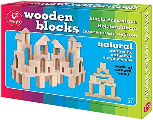 Kukuryku Kukuryku0512 37 Pieces Wooden Blocks, Natural, Multi-Color