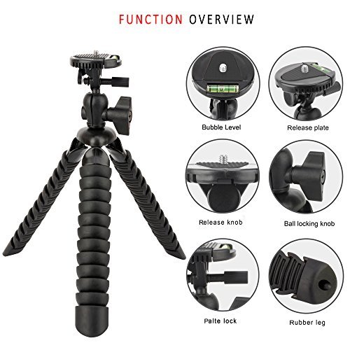 Tairoad flexibles Stativ â€“ Mini-Tablet, kompakter StÃ¤nder fÃ¼r Reisestativ â€“ Biegbare, gewickelte Beine â€“ Funktioniert mit GoPro, mobilen Smartphones und Actionkameras â€“ Kostenlose Montageeinheit fÃ¼r GoPro und Handyhalter inklusive - Schwarz