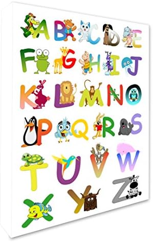 ABC Animal Alphabet Children's Nursery Bedroom Wall Hanging Picture Wall Canvas Print (A2 (20X16) INCH)