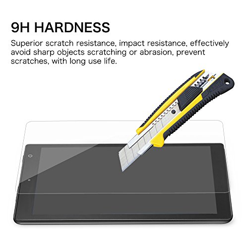 Fintie Folie Panzerglas für Amazon Fire HD 10 Zoll (2015) – [9H Härtegrad] Premium HD klar [stark kratzfest] Hartglas Panzerglas Displayschutzfolie Glasfolie Tempered Glass Screen Protector - 4