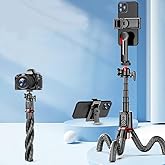 Coverzone Tam Profesyonel Uzatılabilir Ahtapot Tripod Selfie &Ccedil;ubuğu, Kablosuz Kumandalı, 360&deg; Bilyalı Başlık, Esnek Ayaklı, T