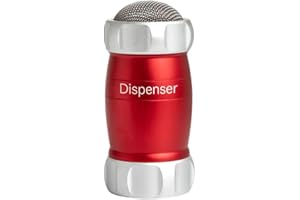 Marcato Spargi Zucchero a Velo, Settaccio da Cucina, Spargicacao in Polvere, anche per Farina e Spezie, in Alluminio, Made in Italy. Modello: Dispenser, Rosso, Linea Premium.