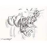 Original Kreidezeichnung auf Zeichenkarton: Donald Duck in Rage / 24x32 cm