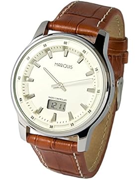 Elegante Herren Funkuhr (Junghans-Uhrwerk) Braunes Lederarmband, Edelstahlgehäuse 964.4116