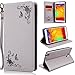 Produktbild SMART LEGEND Lederhülle für Samsung Galaxy Note 3 Ledertasche Hülle PU Leder Flip Schutzhülle Retro Schmetterling Blumen Rose Muster im Bookstyle Folio Wallet Brieftasche mit Eingebautem Magnet Smart Case Backcover Handyhülle Kompletter Schutz Cover Tasche mit Standfunktion und Karte Halter - Grau