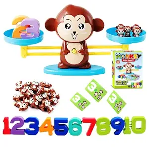 HUNK SHOPPERS Monkey Balance Cool Math Game for Girls & Boys | Fun Pre Educational Childrens Birthday Gift | Kids Toy STEM Learning for Boys & Girls Ages 3+ ( Number 1-10, Animal X 10, Cards Set)