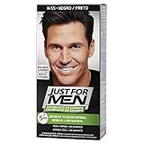 Just For Men, Tinte Colorante en champu para el cabello del hombre. Elimina las canas y rejuvenece el cabello en 5 minutos. Castaño Negro, 30 ml