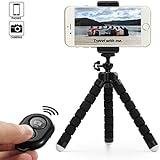 Dezuo 18cm Flexibles Mini Stativ handy für phone, Kamera, iPhone, ipad, Mobiltelefon, mit universellen Smartphone Halterung und Fernbedienung