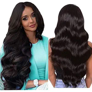 LUSH LOCKS Lace Front Wigs Human Hair Pre Plucked with Baby Hair Body Wave Lace Closure Wigs Human Hair Glueless Body Wave Remy Hair Wigs for Women 16 inch (Natural Black) New-TB-REMY-06-16