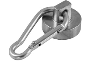 Magnetastico | 1x calamita al neodimio con moschettone | Forza di tenuta 22 kg e Ø 25 mm | Forte sistema di magneti in acciaio con gancio | Magnet moschettone moschettone magnete Neodimio rotondo