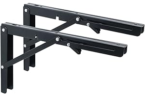 Sayayo Składany wspornik półki wytrzymały składany wspornik półki montowany na ścianie 300 mm * 175 mm, grubość 3 mm stal nierdzewna matowa czerń, 2 szt., EJZ7000B-12-FBA