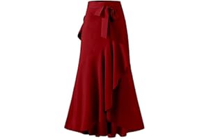 LAIYUTING Falda Larga Elegante De Verano para Mujer, Faldas De Cola De Pez con CinturóN Y Cintura Alta, Falda De Fiesta con Volantes Sueltos Informales para Mujer