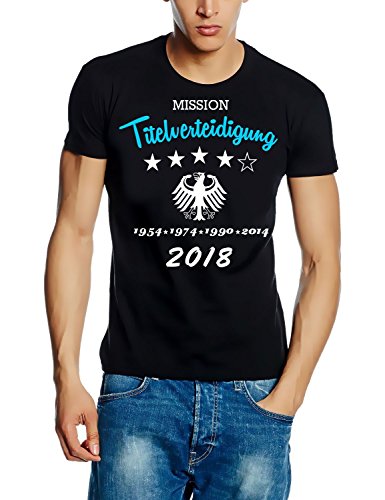 Mission Titelverteidigung Weltmeister 5. Stern Deutschland T-Shirt WM 2018 T-Shirt HERREN SCHWARZ L