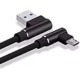 Cuitan Micro USB Kabel, 2M USB Schnellladekabel 90 Grad Rechtwinklig Legierung Nylon Geflochtene Ladekabel für Android Smartp