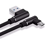 Cuitan Micro USB Kabel, 2M USB Schnellladekabel 90 Grad Rechtwinklig Legierung Nylon Geflochtene Ladekabel für Android Smartp