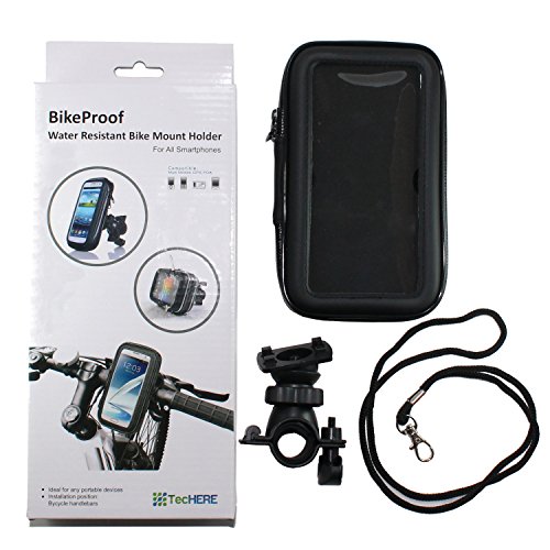 TecHERE BikeProof - Supporto Universale Impermeabile per Bici / Bicicletta / Moto - Custodia Porta Telefono compatibile con la maggior parte degli smartphone (Extra Grande (XL))