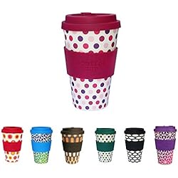 Taza de café rellenable, 400 ml, con protector y tapa de silicona