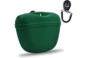 AUDWUD - Bolsa de Silicona para golosinas para Perros - Contenedor de adiestramiento portátil con Clip - Cómodo Cierre con Hebilla magnética y Clip para la Cintura - Sin BPA