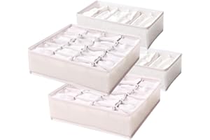 InspirePro Organizador de cajones de ropa interior de material de PVC para el hogar, almacenamiento de lencería, organizador de armario plegable lavable 2x24 y 2x6 bolsillos… (4)