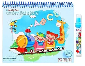 Plutofit? Educational Reusable Magical Water Coloring Book with Refillable Water Pen for Kids