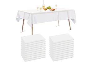 Luriseminger 10 Packs Nappes Jetables, 150 x 280cm Nappes Imperméable en PEVE Jetables Rectangulaires Nappe Blanche Couverture de Table de fête pour Pique-Nique Barbecue, Mariages, Banquet