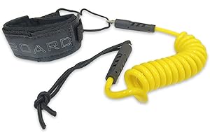 iBoard Bodyboard Leash Coiled Rope 4FT |Surf Accessories Replacement Surfboard Leash Red and yellow.