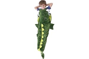 ANUFER Enfants Doux Épaissi Flanelle Sac de Couchage Crocodile Queue Chaleureux Canapé TV Couverture SN070275