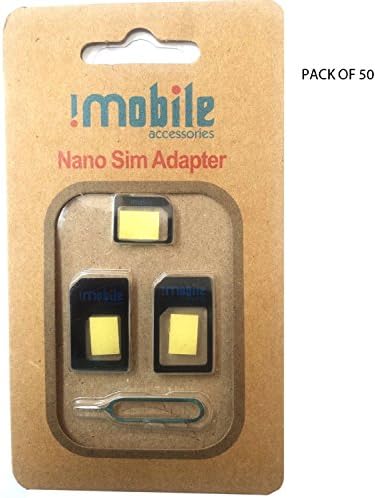 Genuine Imobile 4 in 1 Nano to Micro &amp; Standard Sim Card Adapter With Sim Tray Ejector For Iphone,Samsung Smartphoes (50 Pack, White)