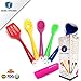 Produktbild Kitchen Gift Set Range Cooking Utensils Includes 5 Pieces Premium Silicone Coated Non-Stick Turner Spaghetti Server Spoon Spatula Ladle and a FREE Garlic Peeler. Enhance Your Cooking Experience Now! by Qubic Kitchen