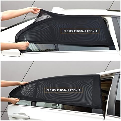 Car sun shades - Universal use - 2 pack - Protects your children and pets from sun - Provides maximum UV rays protection - Easy to fit - Covers rear side window