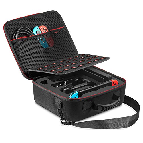 Funda para Nintendo Switch  innoAura Funda Dura portátil de almacenaje de Gran Espacio para la Consola Nintendo Switch, 28 Juegos, Control Pro y Accesorios