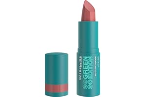 Maybelline New York - Rouge à Lèvres Satiné & Pigmenté - Enrichi en Beurre de Cacao - 86% d'Ingrédients d'Origine Naturelle - Formule Vegan - Butter Cream Green Edition - Teinte : Windy (15)