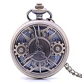 Steampunk Vintage Antik-Pointer Gear Herren Männer Quarz Taschenuhr Halskette Kette Geschenk-Box
