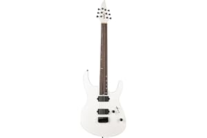 EART EYP-Pulse Guitare électrique avec corps en acajou torréfié, finition satinée, extrémités arrondies, frettes Jumbo en acier inoxydable (blanc)