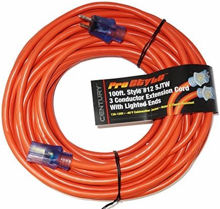 ProStyle 12 Gauge SJTW 3 Conductor 100 Foot Extension Cord With Lighted Ends - Orange by Century Wire