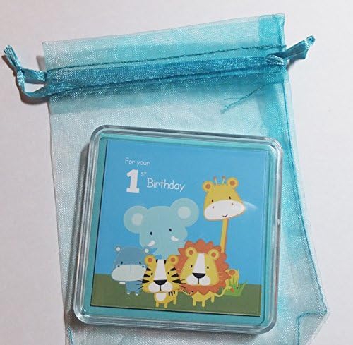 The Sixpence Seller BABY BOY 1ST FIRST BIRTHDAY LUCKY SIXPENCE KEEPSAKE GIFT -SAFARI ANIMALS DESIGN